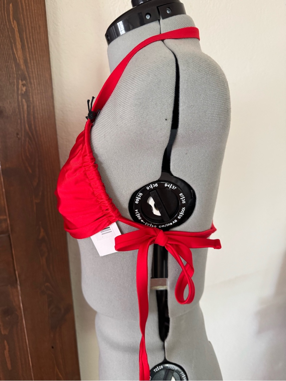 Free People Frankie's Bikinis Reece Red Satin Bandeau Bikini Top - Picture 4 of 7